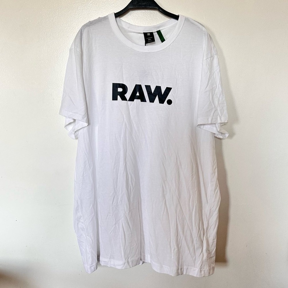 NWT G Star RAW White Black Lettering Short Sleeve Tee Shirt XXL